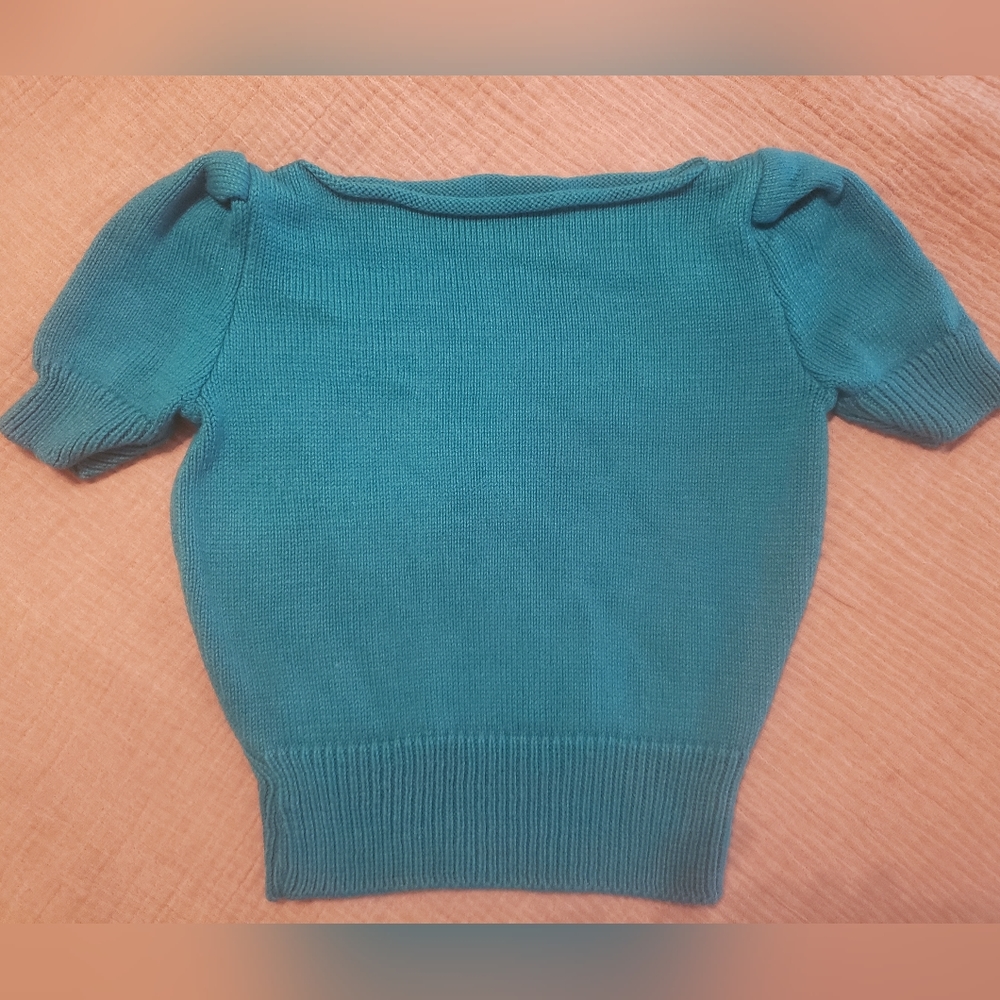 Ains and Elke Pinup 40s Teal Sweater Small